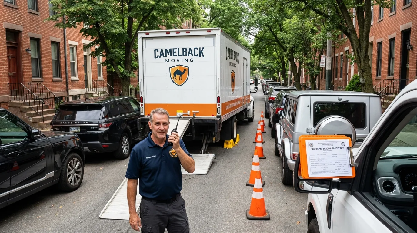 City street loading permit setup in Merchantville, NJ