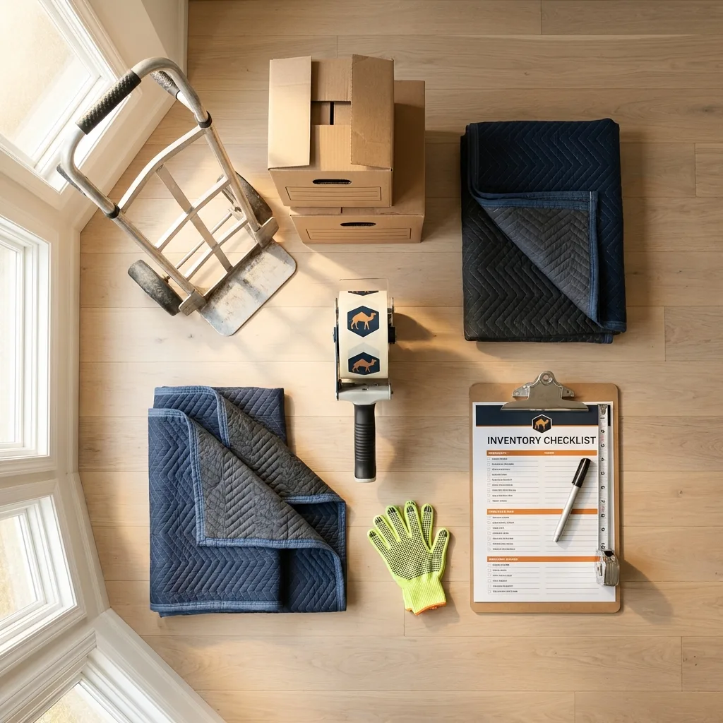 Professional moving supplies and packing materials layout for Merchantville residential relocations